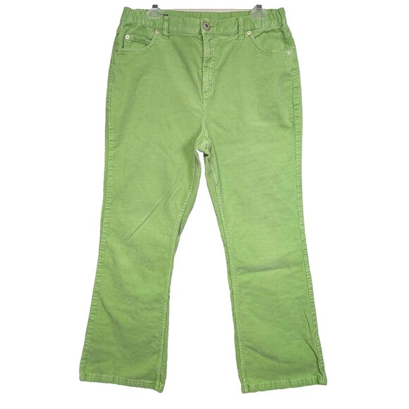 Lands End Corduroy Pants Womens Size 12 Lime Green Boot Cut High Rise FLAWS - Picture 1 of 13